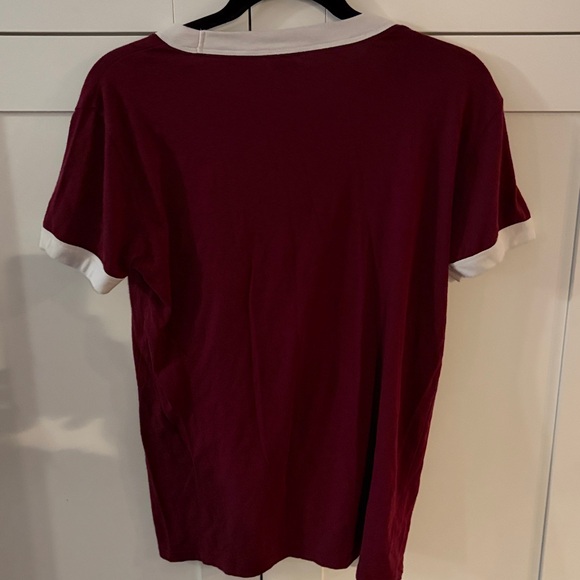 PINK Victoria's Secret Burgundy Tee with White Accents - Picture 4 of 4